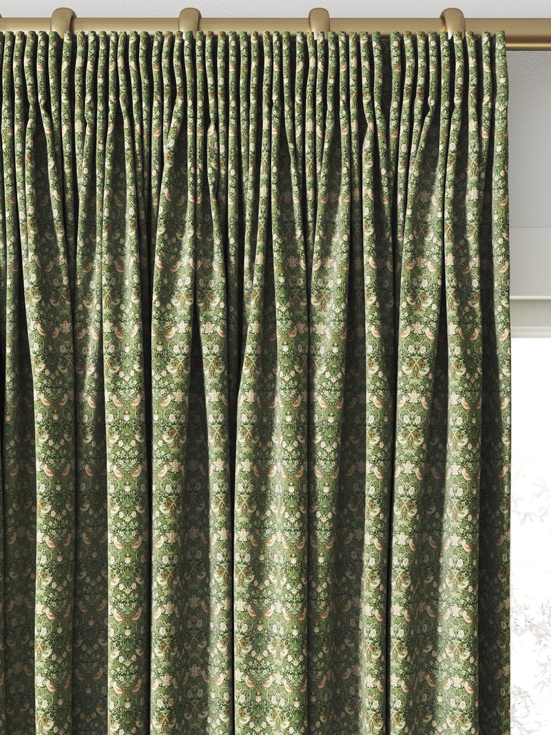 William Morris At Home Strawberry Thief velvet curtains Nettle - British product