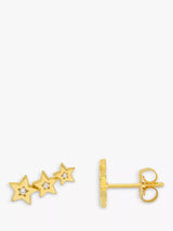 John Lewis Estella Bartlett Cubic Zirconia Triple Star Stud Crawler Earrings Gold- Buy online at McGrocer