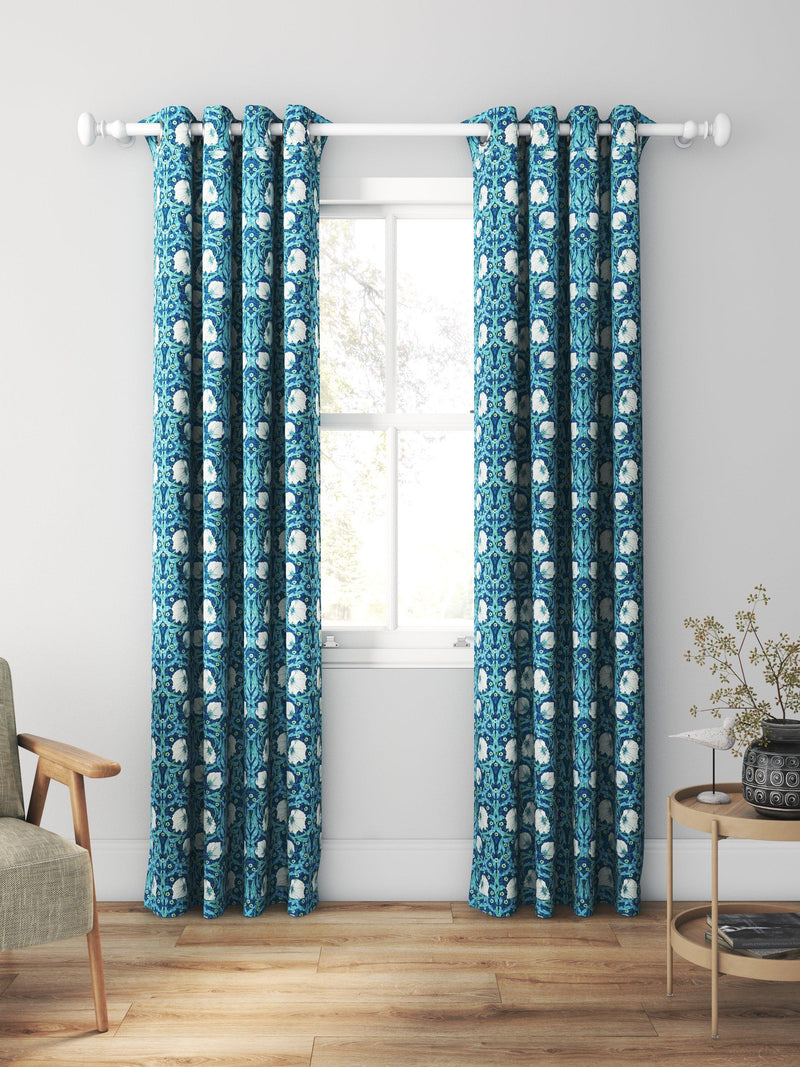 Morris & Co. Pimpernel midnight opal curtains roman blind UK version