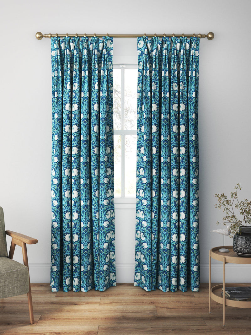 Morris & Co. Pimpernel midnight opal curtains roman blind UK version