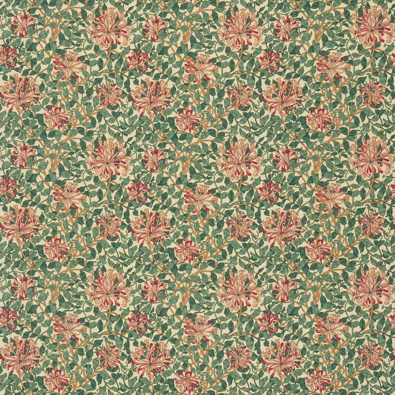 Morris & Co. Honeysuckle printed cotton curtain cream wine (British brand)
