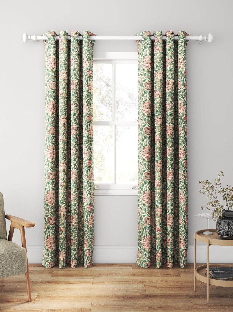 Morris & Co. Honeysuckle printed cotton curtain cream wine (British brand)