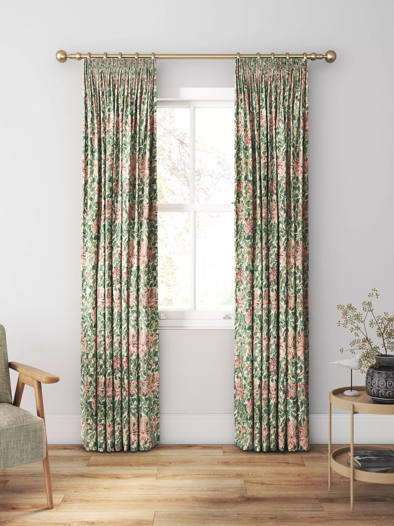 Morris & Co. Honeysuckle printed cotton curtain cream wine (British brand)