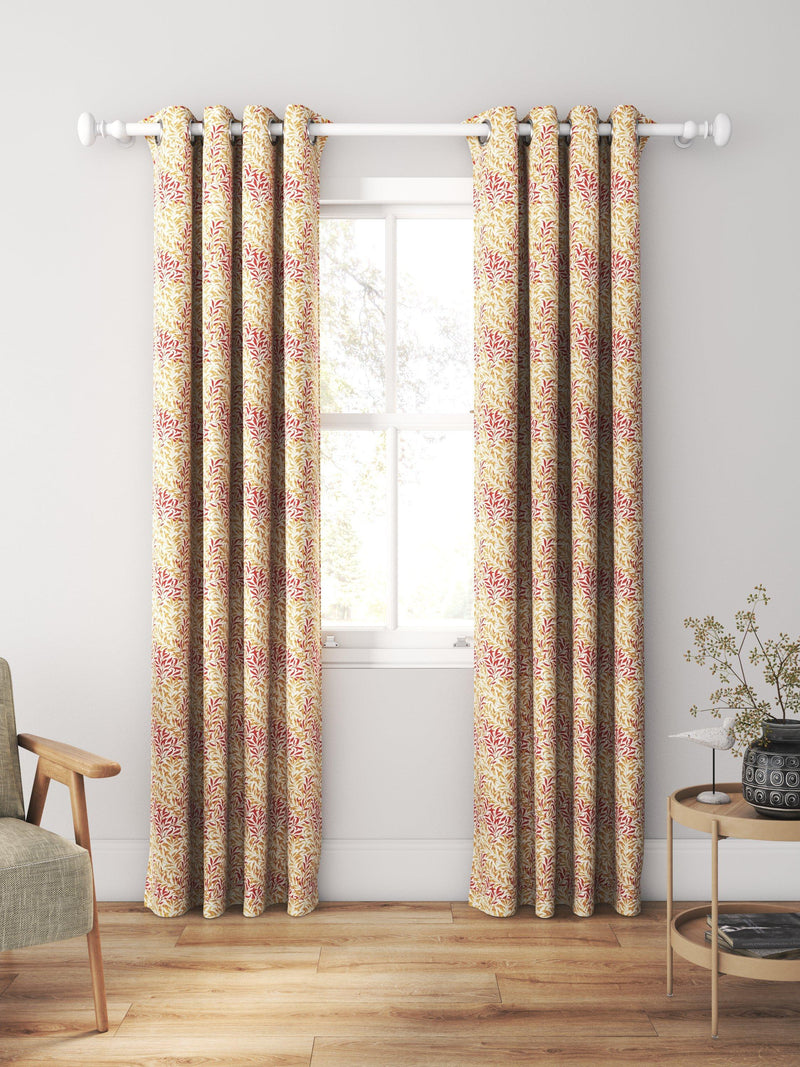 Morris & Co. Willow Bough woven curtains roman blind in russet - British product