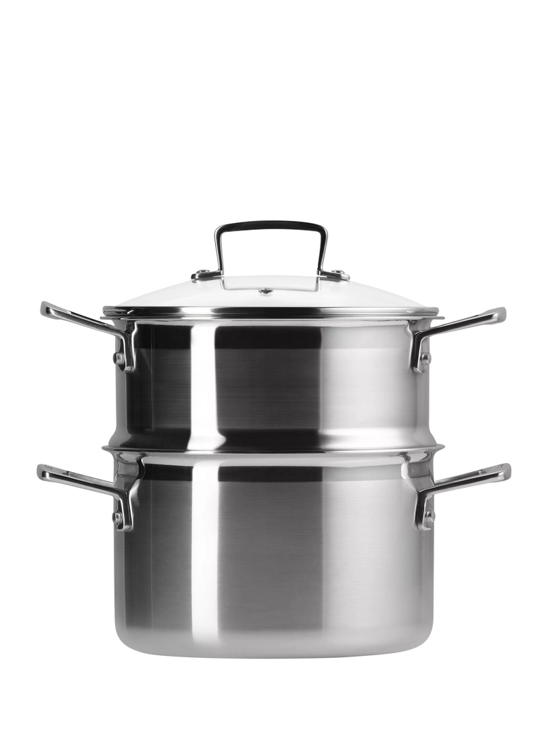 Le Creuset classic 3-ply stainless steel deep casserole and steamer set 20cm, UK version