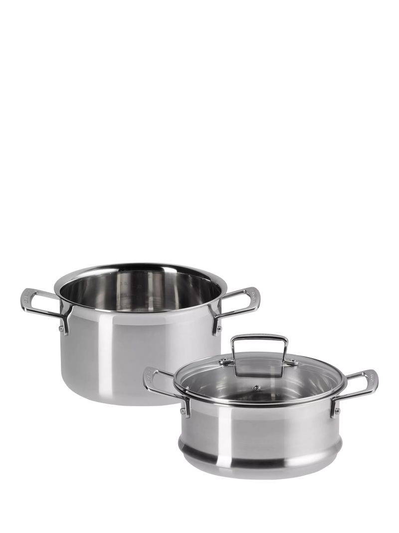Le Creuset classic 3-ply stainless steel deep casserole and steamer set 20cm, UK version
