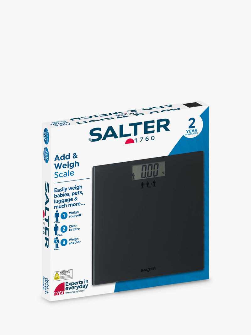 Salter digital bathroom scale with tempered glass platform, imported from the UK