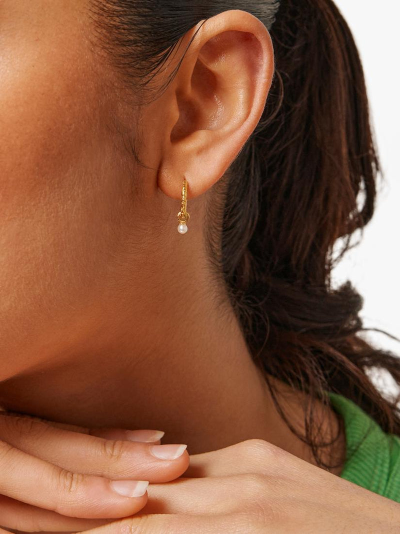 ENAMEL Copenhagen hoop earrings freshwater pearl yellow gold, imported from the UK