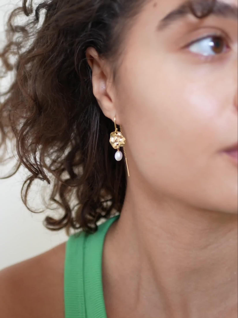 ENAMEL Copenhagen Kai Pearl drop earrings gold plated - British product