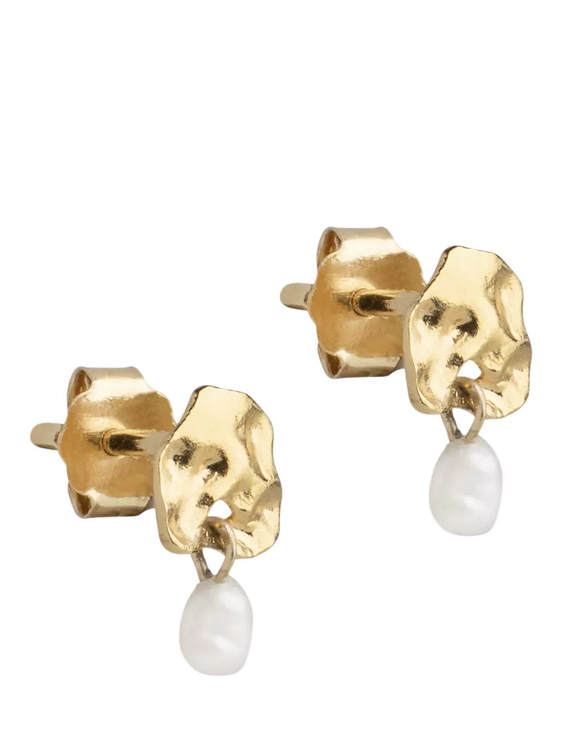 ENAMEL Copenhagen gold pearl stud earrings 10x6mm, UK version