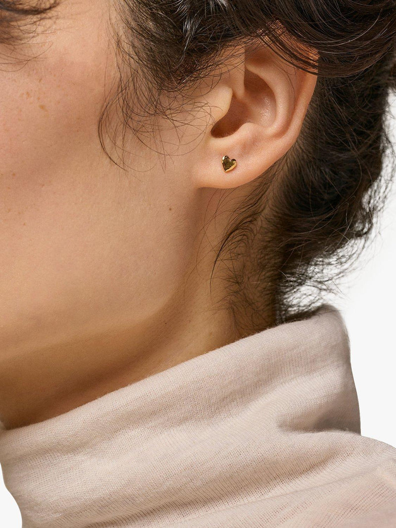 ENAMEL Copenhagen gold-plated sterling silver heart stud earrings 5mm - British product