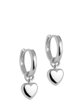 ENAMEL Copenhagen sterling silver hoop earrings with heart pendant, imported from the UK