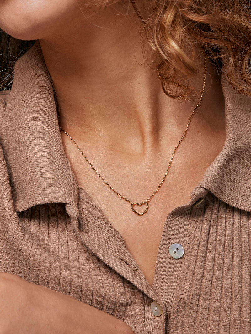 ENAMEL Copenhagen gold heart pendant necklace, imported from the UK