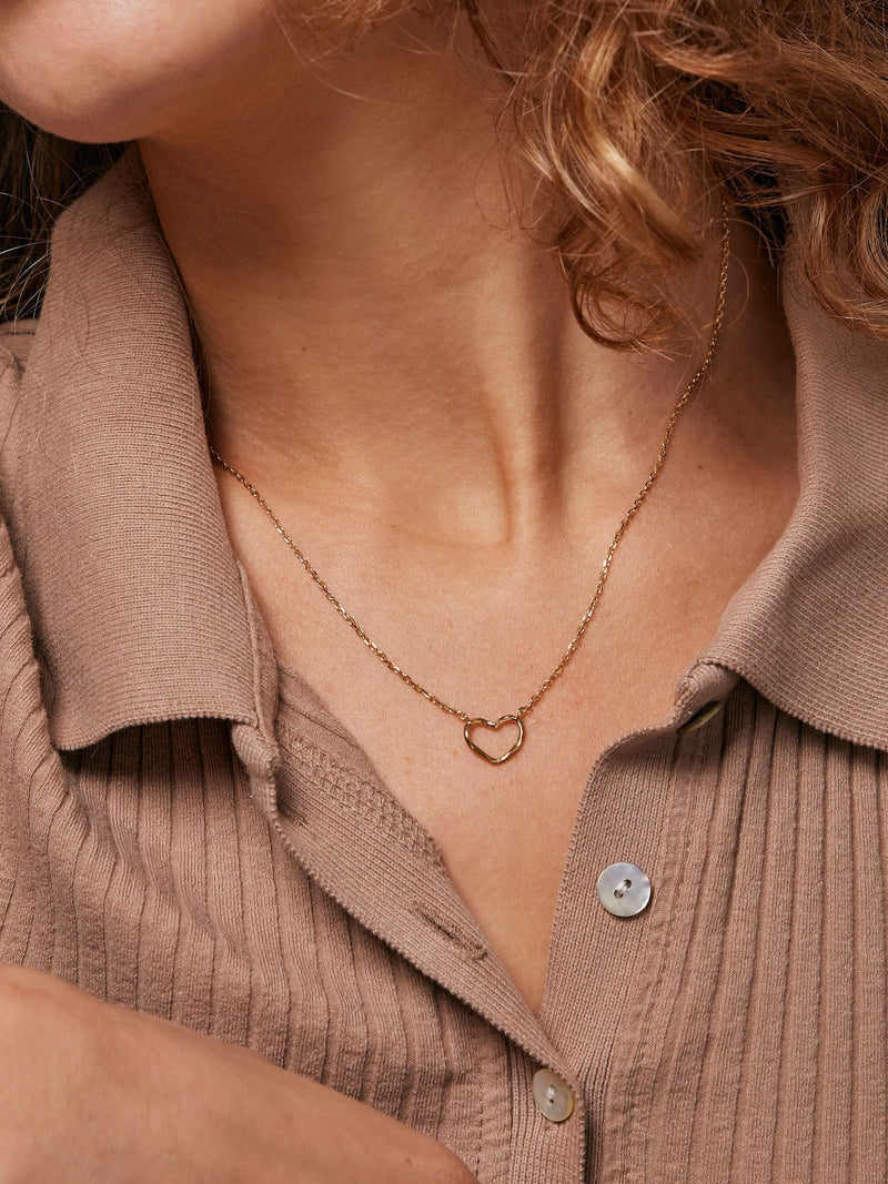 ENAMEL Copenhagen gold heart pendant necklace, imported from the UK