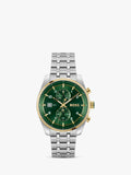 BOSS men's quartz bracelet strap watch in silver and green - British product