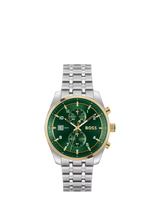 John Lewis Men's Quartz Bracelet Strap Watch in Silver and Green- Buy online at McGrocer