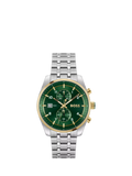 BOSS men's quartz bracelet strap watch in silver and green - British product