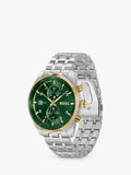 BOSS men's quartz bracelet strap watch in silver and green - British product