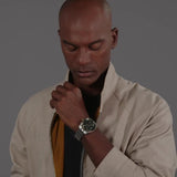 BOSS men's quartz bracelet strap watch in silver and green - British product