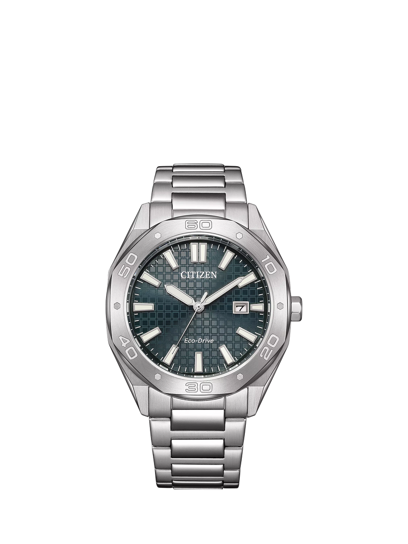 Citizen Men's Sport Octagonal Eco-Drive Date Bracelet Strap Watch