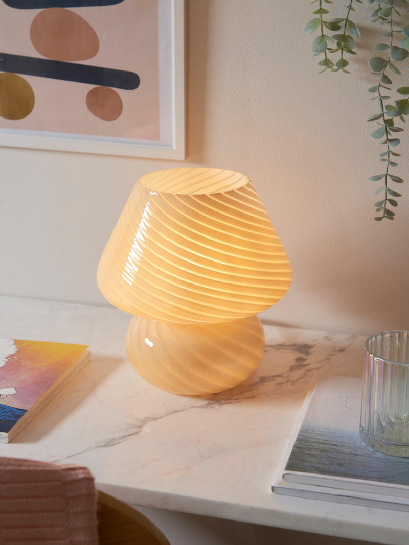 John Lewis glass mushroom table lamp, British brand