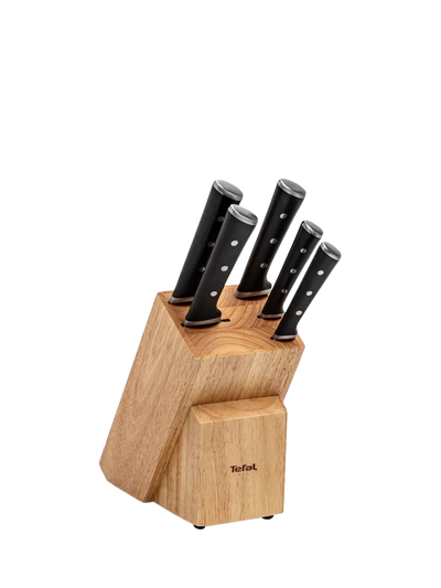 John Lewis Tefal Ice Force Stainless Steel Knife Block Set, 5 Piece- Buy online at McGrocer