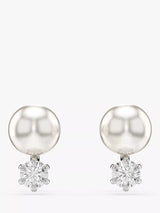John Lewis Swarovski Crystal Pearl and Zirconia Stud Earrings, Silver- Buy online at McGrocer
