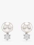 Swarovski pearl and zirconia stud earrings silver 6mm, UK version