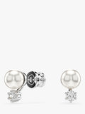 Swarovski pearl and zirconia stud earrings silver 6mm, UK version
