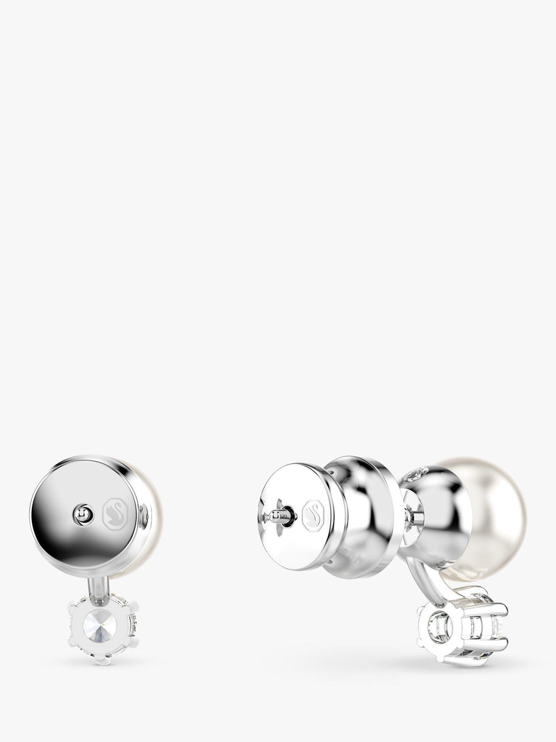 Swarovski pearl and zirconia stud earrings silver 6mm, UK version