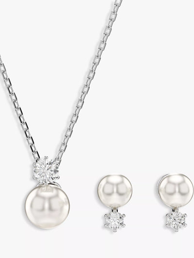 John Lewis Swarovski Matrix Earrings & Pendant Necklace Set, White- Buy online at McGrocer