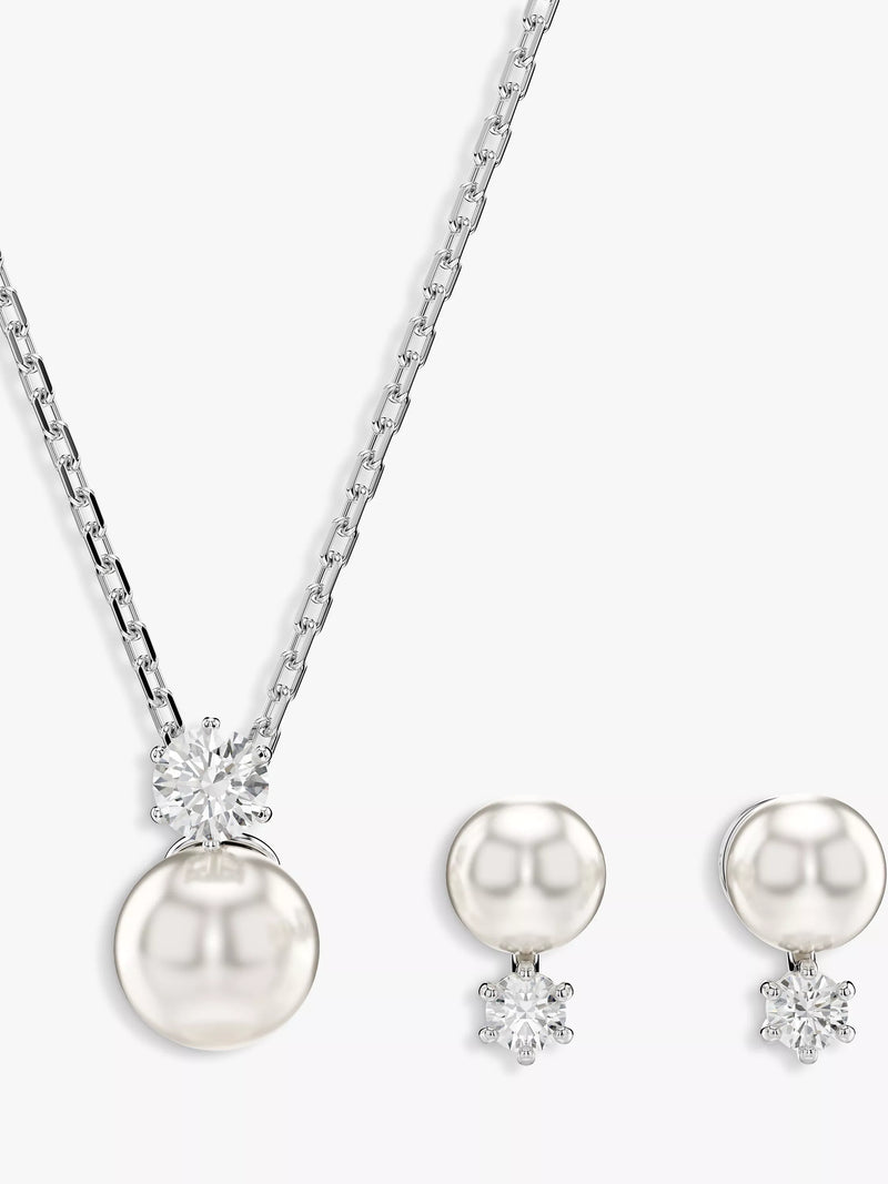 Swarovski Matrix earrings and pendant necklace set white - British product