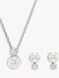 Swarovski Matrix earrings and pendant necklace set white - British product