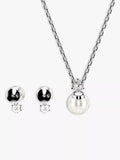 Swarovski Matrix earrings and pendant necklace set white - British product