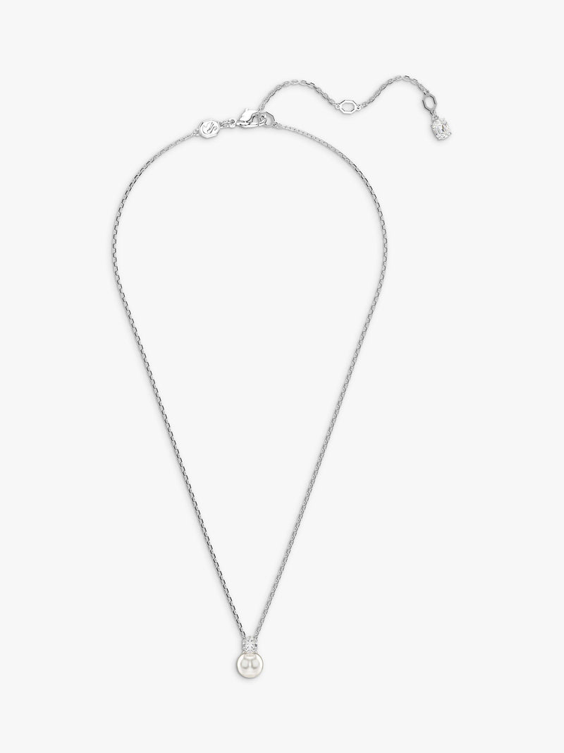 Swarovski Matrix crystal pearl pendant necklace silver white (British brand)