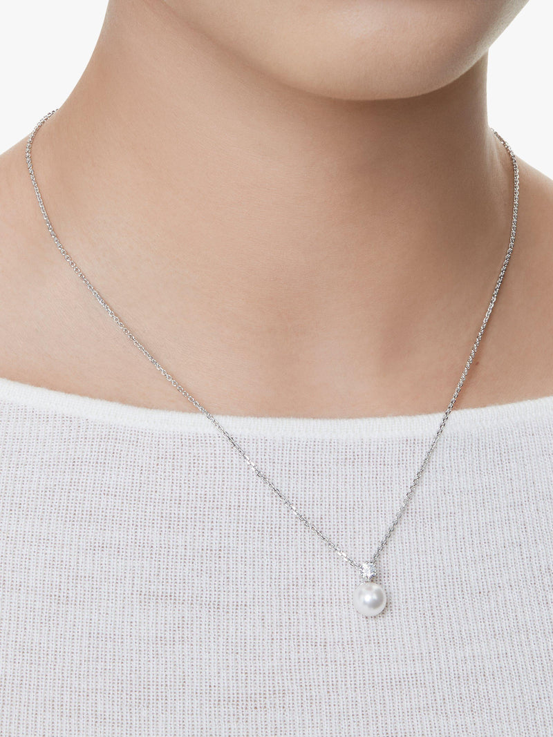 Swarovski Matrix crystal pearl pendant necklace silver white (British brand)