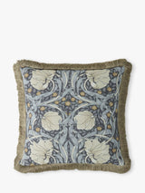 John Lewis Square Cushion with Pimpernel Design, Cotton-Velvet Reverse and Fringed Edging in Ink- Buy online at McGrocer