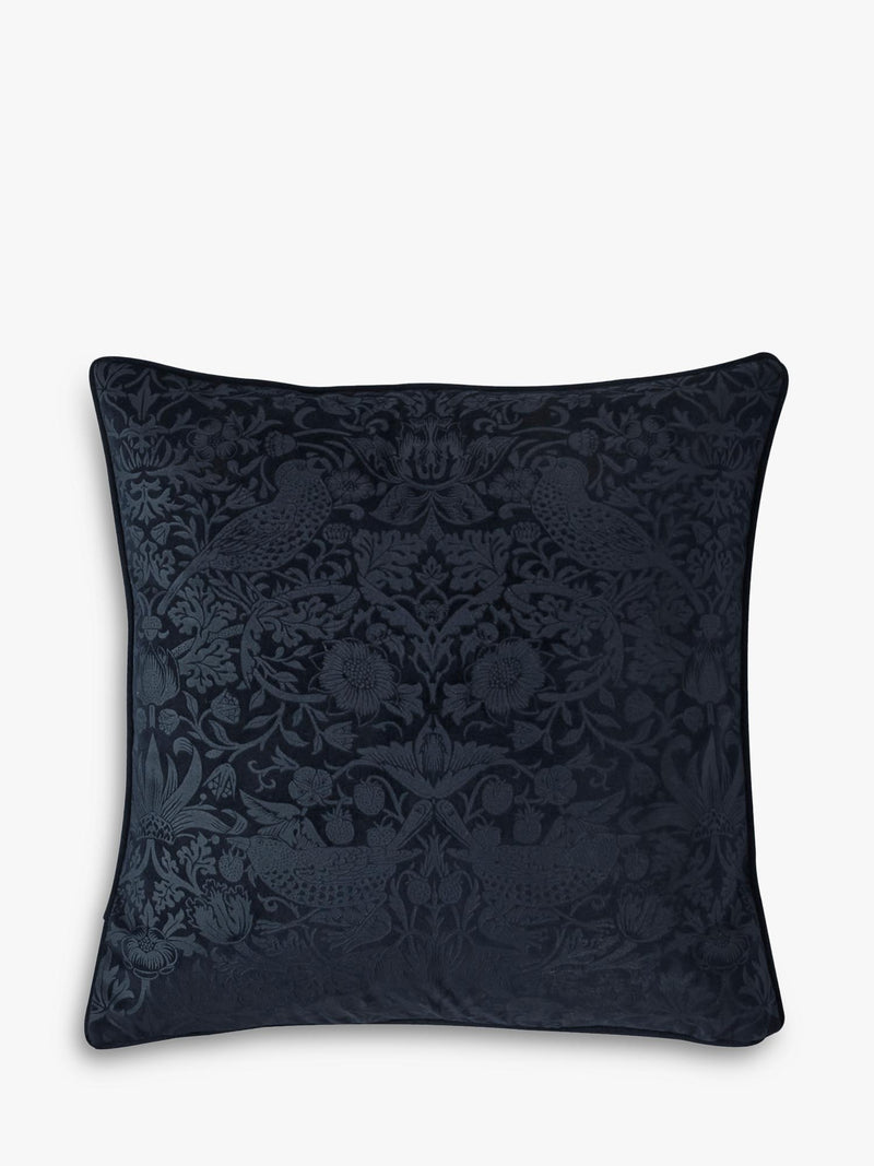 William Morris At Home Strawberry Thief embossed velvet cushion 50cm (British brand)