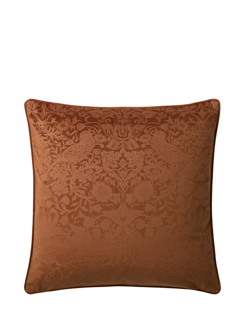 William Morris At Home Strawberry Thief embossed velvet cushion 50cm (British brand)