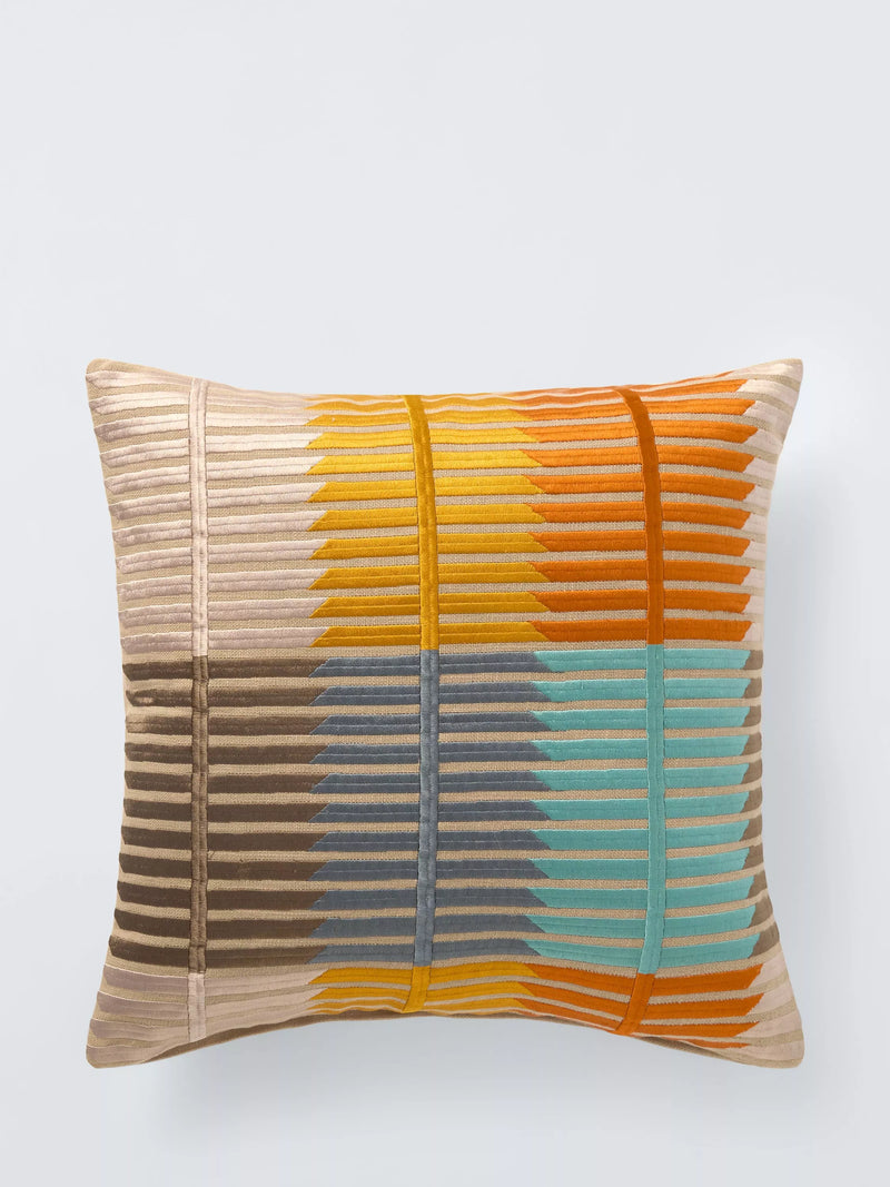 John Lewis square cushion with textured striped design and feather filling, UK version
