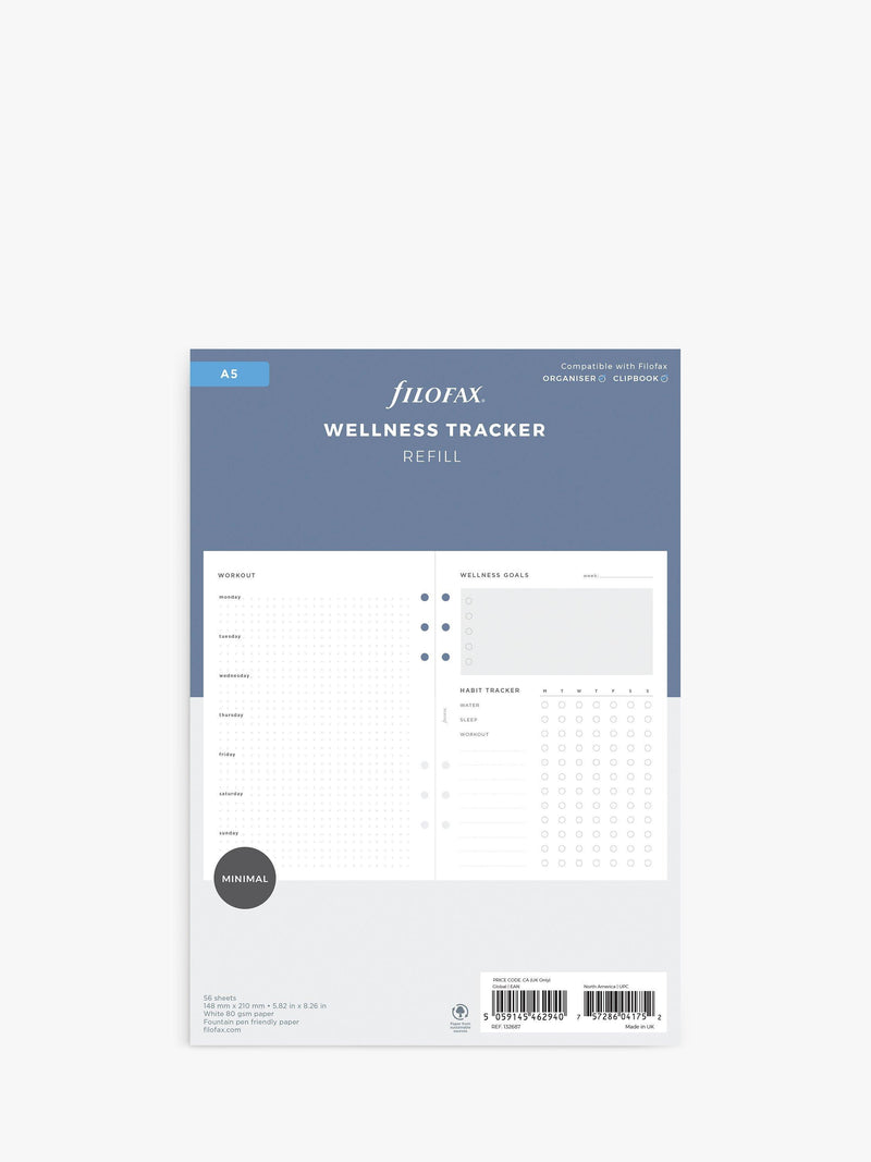 Filofax A5 Minimal Wellness Tracker Personal Organiser Refill - British product
