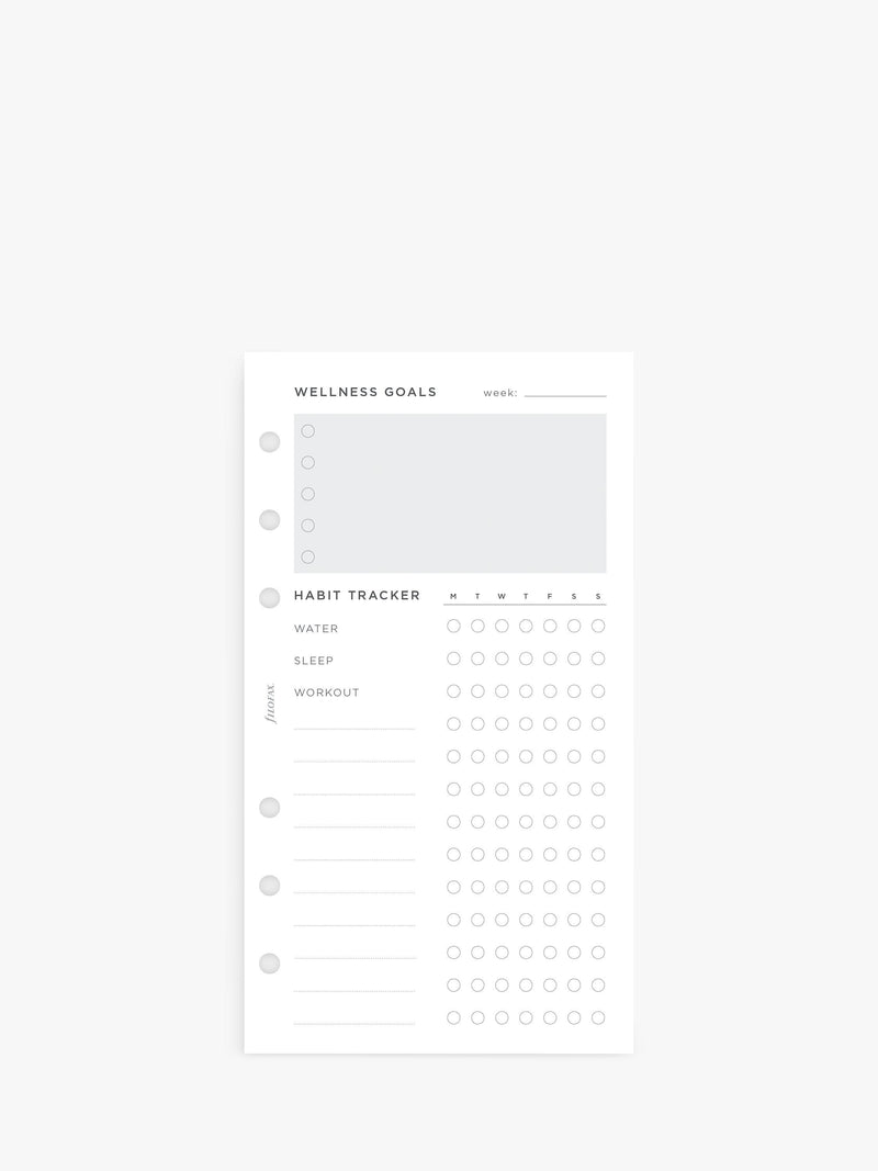 Filofax personal size wellness tracker organiser insert with 56 sheets - British product