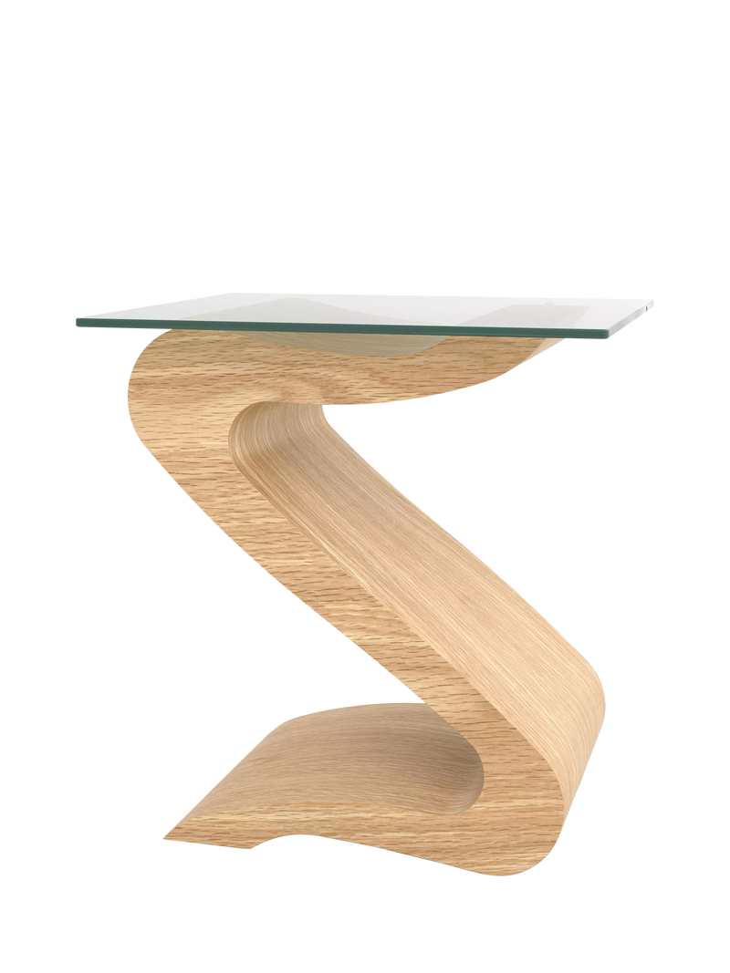 Tom Schneider Serpent lamp table oak glass top 60x60cm - British product