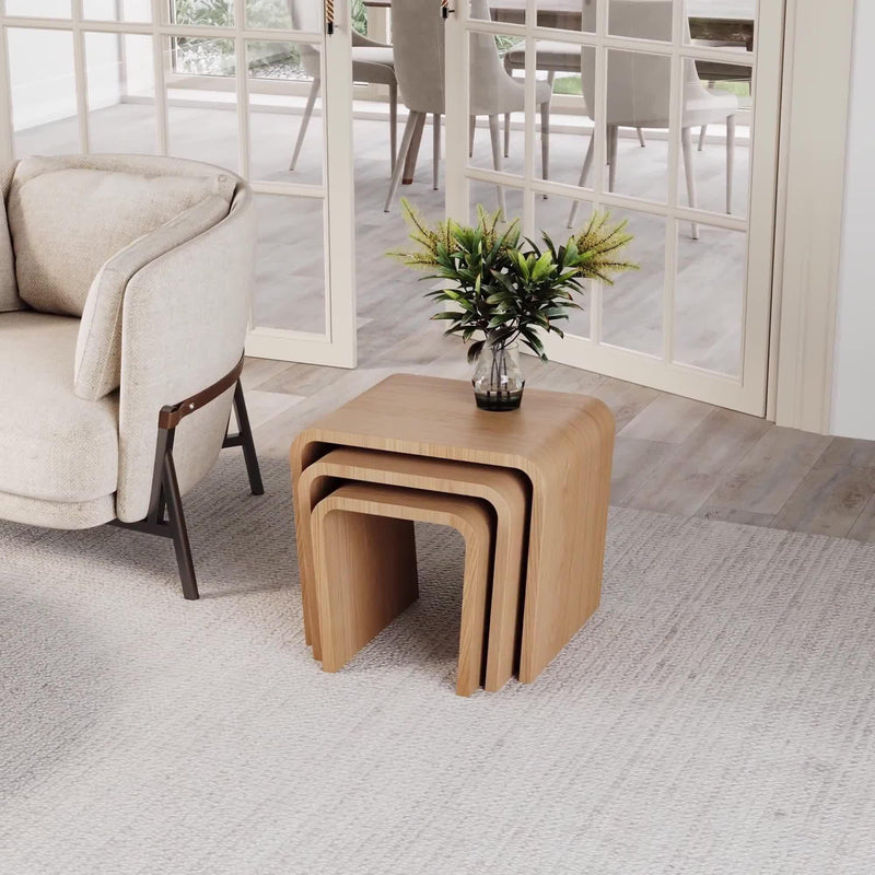 Tom Schneider Wave nest of tables oak three piece set - British product