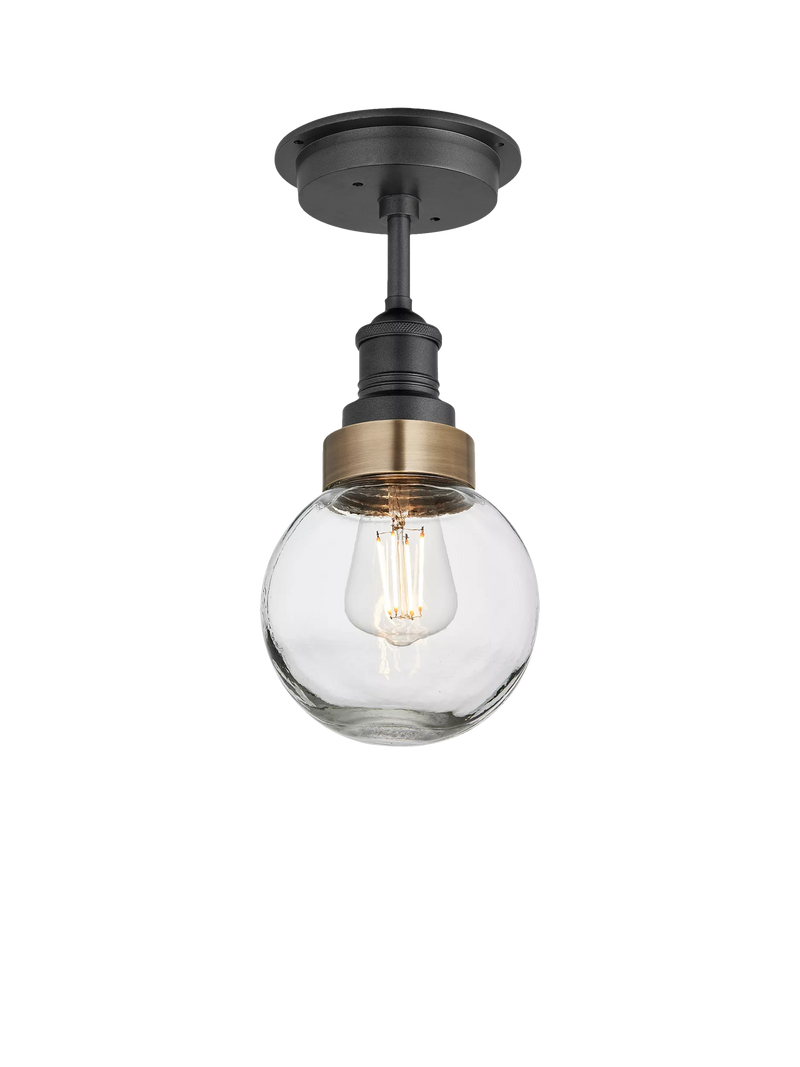 Industville flush mount glass globe ceiling light - British product
