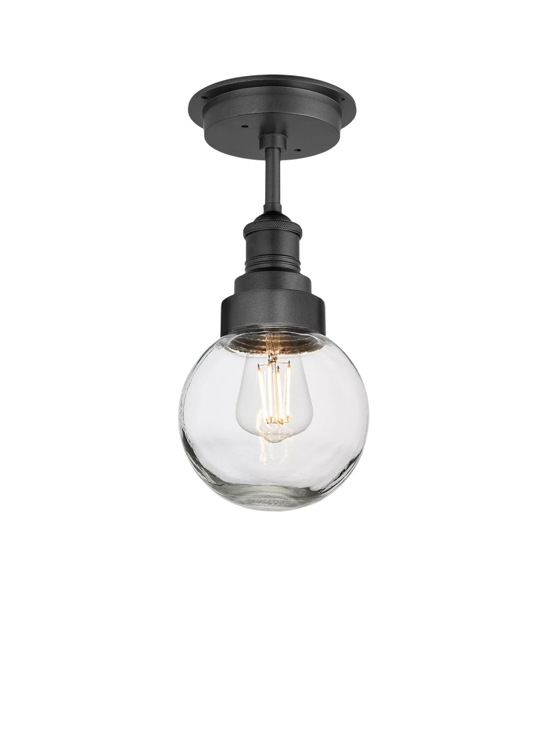 Industville Brooklyn Outdoor/Bathroom Flush Mount Glass Globe Ceiling Light