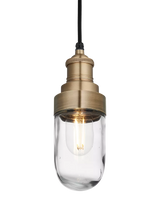 John Lewis Industville Brooklyn Outdoor Bathroom Glass Pendant Ceiling Light, Brass- Buy online at McGrocer
