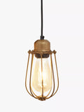 Industville Orlando Wire Cage Pendant Ceiling Light, Brass