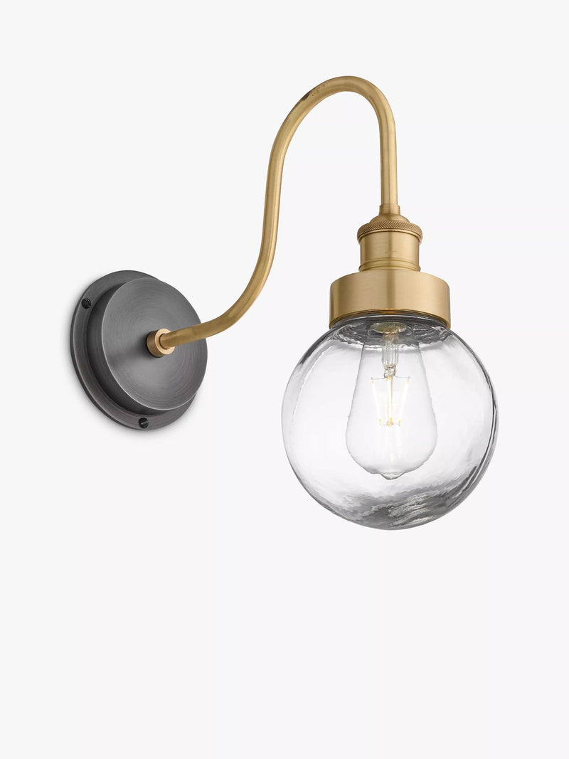 Industville Swan Neck wall light glass globe 37cm, UK version