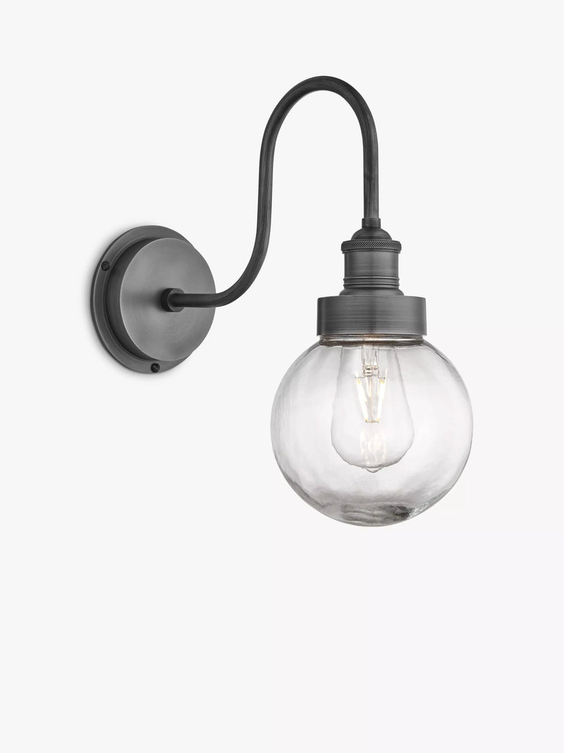 Industville Swan Neck Glass Globe Outdoor/Bathroom Wall Light